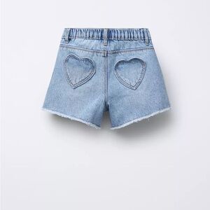 Zara Light Blue Heart Jean Shorts